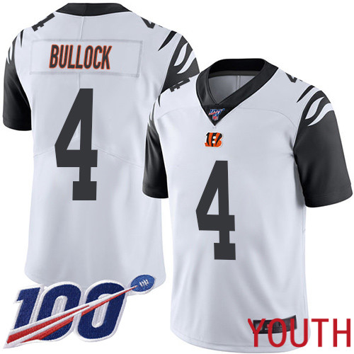 Cincinnati Bengals Limited White Youth Randy Bullock Jersey NFL Footballl #4 100th Season Rush Vapor Untouchable->youth nfl jersey->Youth Jersey